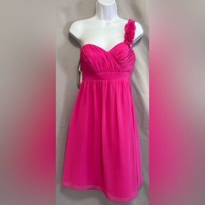 Alfred Angelo Fuchsia Dress Sz 2 Evening Party Cocktail Wedding Dress One Strap.
